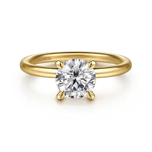 Rings Tiana 14K Yellow Gold Round Solitaire Diamond Engagement Ring Setting Only GABRIEL CO