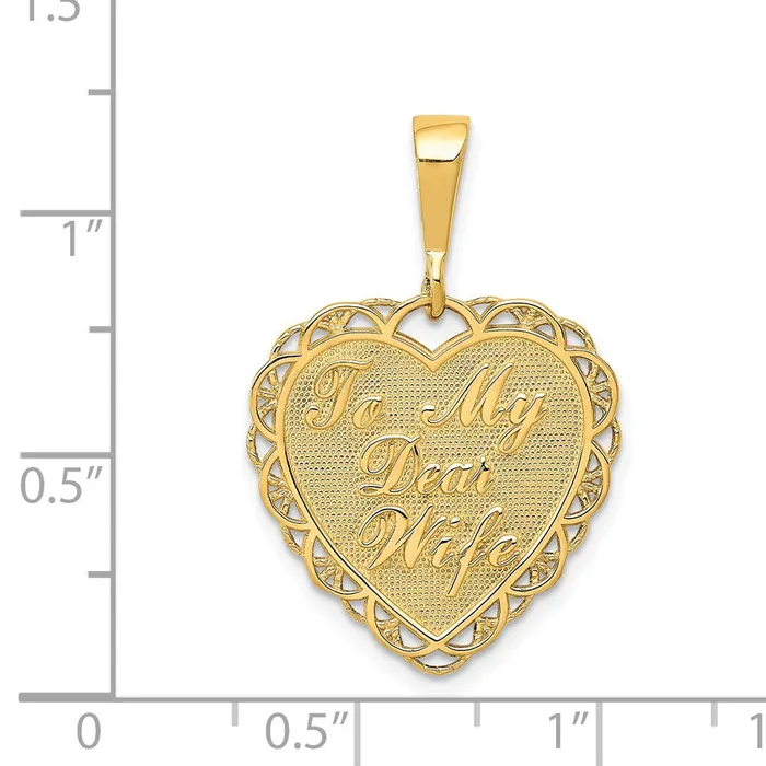14k Yellow Gold Reversible TO MY DEAR WIFE Charm Goldia Charm Necklaces