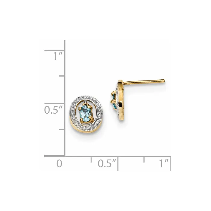 14k Yellow Gold w Real Diamond u0026 Swiss Blue Topaz Post Earrings Goldia Earrings