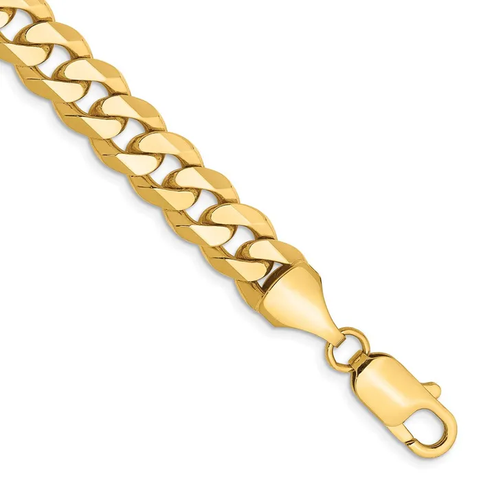Bracelets MDS Solid 14K Yellow Gold 9 inch 85mm Flat Beveled Curb with Lobster Clasp Chain Bracelet Bracelets MDS Solid 14K Yellow Gold 9 inch 85mm Flat Beveled Curb with Lobster Clasp Chain Bracelet