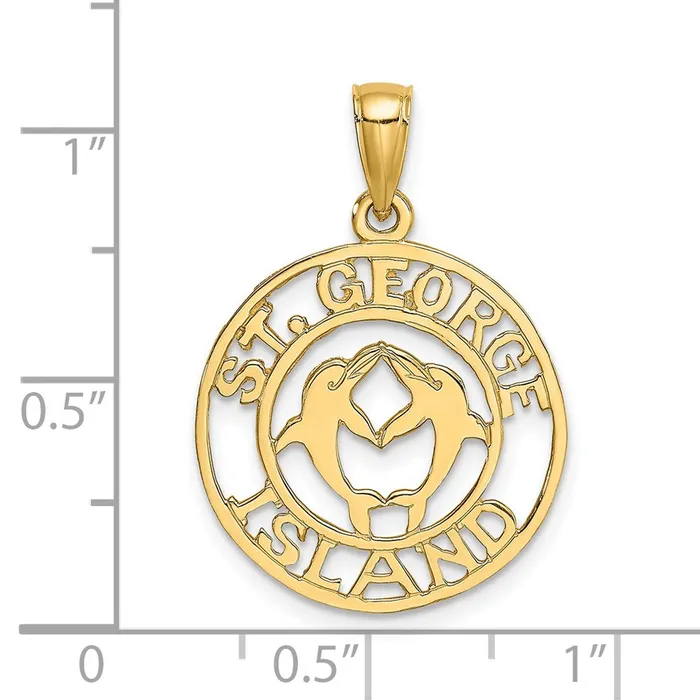 Charm Necklaces Goldia 14k Yellow Gold ST GEORGE ISLAND wDOLPHINS Circle Charm