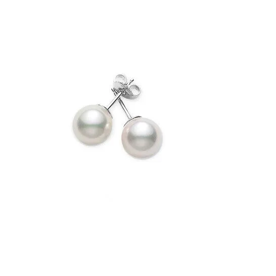 Earrings Original Mikimoto A Akoya Pearl Studs 7 x 75mm White Gold Earrings JMS always