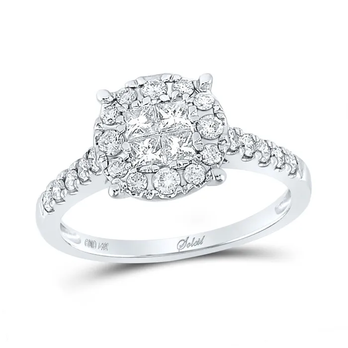 gndatlanta Rings 14k White Gold Princess Diamond Cluster Bridal Engagement Ring 34 Cttw