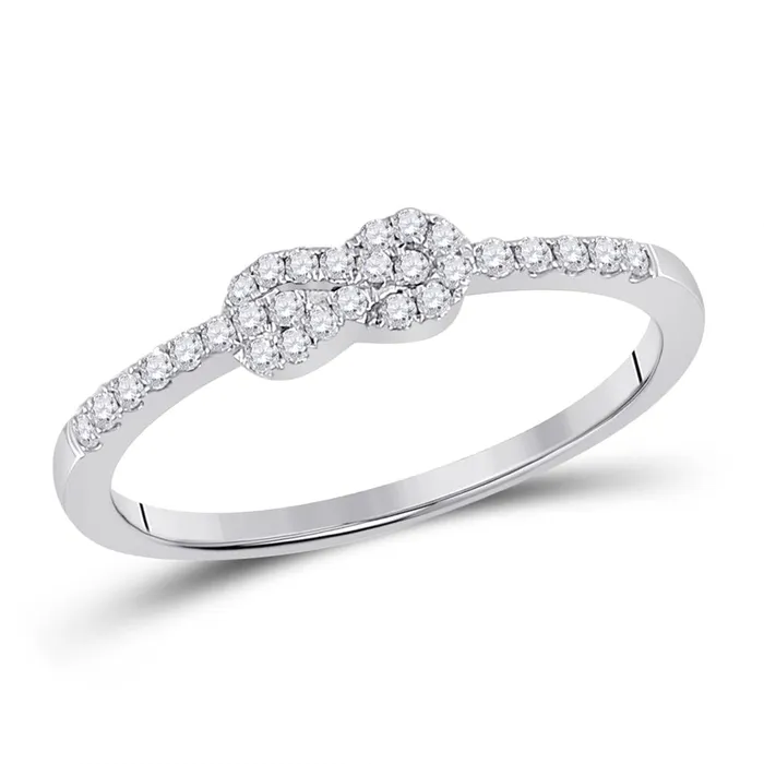 gndatlanta Rings 14k White Gold Round Diamond Knot Stackable Band Ring 15 Cttw