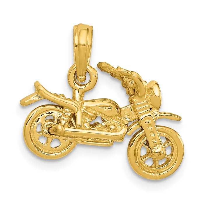 Goldia PreStyled Sets 14k Yellow Gold 3D Moveable Motorcycle Pendant