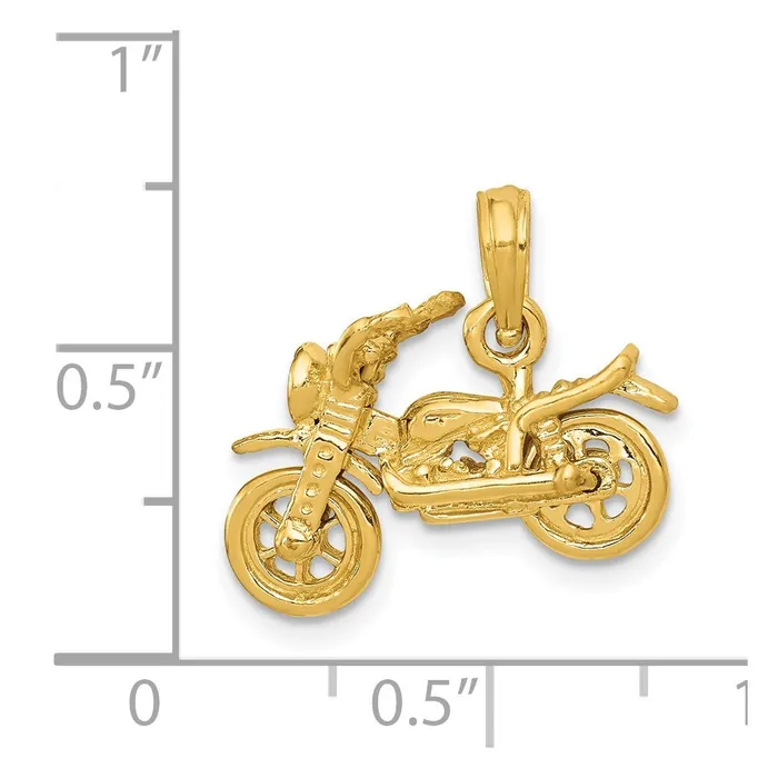 Goldia PreStyled Sets 14k Yellow Gold 3D Moveable Motorcycle Pendant