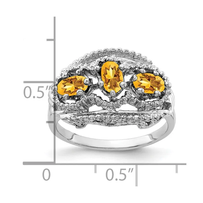 Goldia Rings 14k White Gold 5x3mm Oval Citrine ring