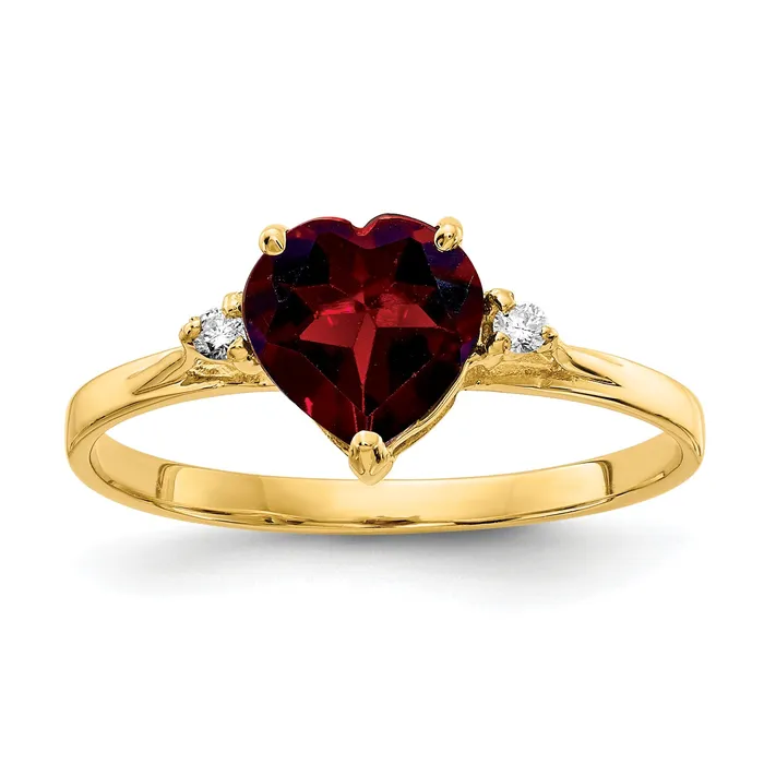 Goldia Rings Solid 14k Yellow Gold 7mm Heart Simulated Garnet AAA CZ Ring