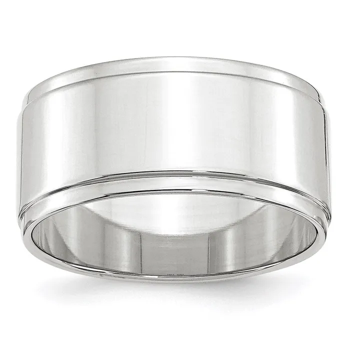 Goldia Solid 10K White Gold 10mm Flat with Step Edge MensWomens Wedding Band Ring Size 4 Rings Goldia Solid 10K White Gold 10mm Flat with Step Edge MensWomens Wedding Band Ring Size 4 Rings