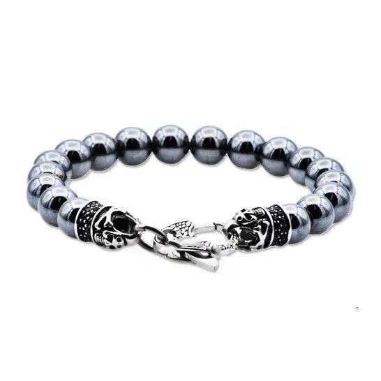 JMS always Bracelets Original DiamondMuse Genuine Hematite Stainless Steel Beaded Bracelet for Mens Boys JMS always Bracelets Original DiamondMuse Genuine Hematite Stainless Steel Beaded Bracelet for Mens Boys