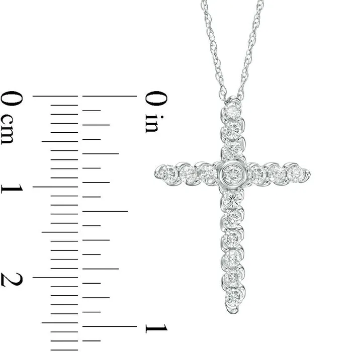 Necklaces Goldia 05 CT TW Natural Diamond Cross Pendant in 14K White Gold Necklaces Goldia 05 CT TW Natural Diamond Cross Pendant in 14K White Gold