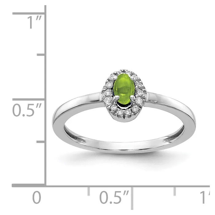 Rings Goldia 14k White Gold Real Diamond and Oval Cabochon Peridot Ring
