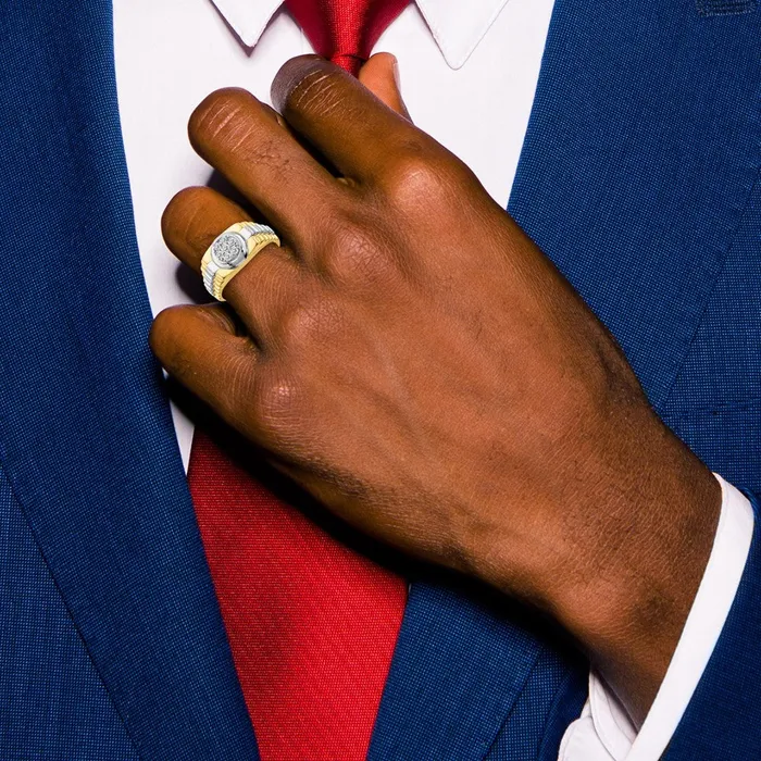 Rings Goldiacom 14k TwoTone Gold AA Real Diamond mens ring
