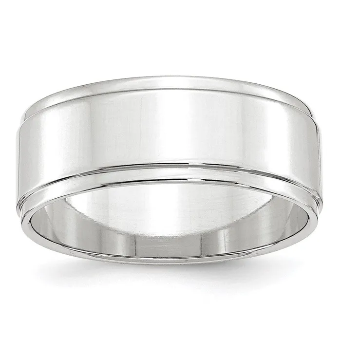 Rings Goldia Solid 10K White Gold 8mm Flat with Step Edge MensWomens Wedding Band Ring Size 135 Rings Goldia Solid 10K White Gold 8mm Flat with Step Edge MensWomens Wedding Band Ring Size 135