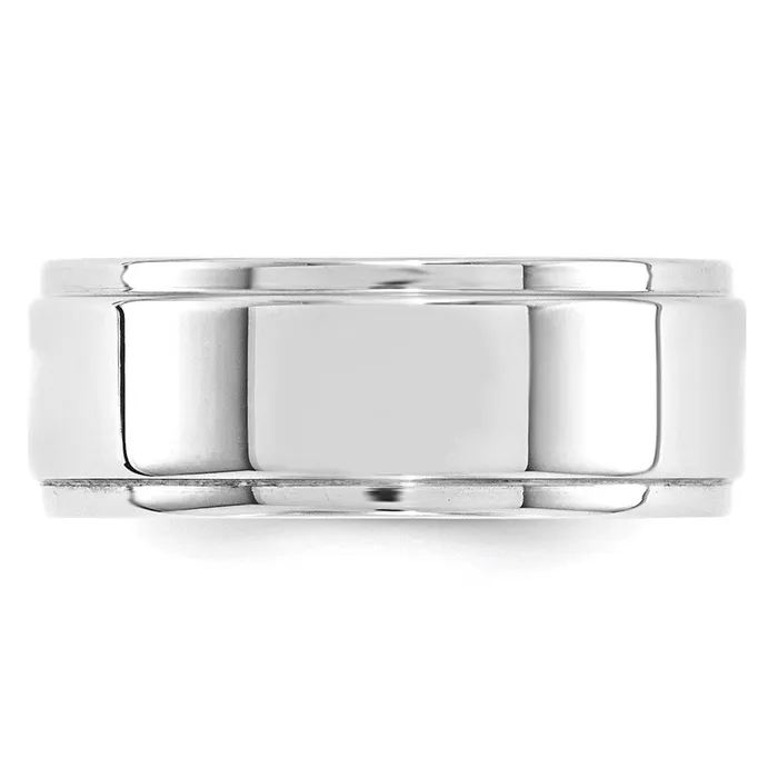 Rings Goldia Solid 10K White Gold 8mm Flat with Step Edge MensWomens Wedding Band Ring Size 135 Rings Goldia Solid 10K White Gold 8mm Flat with Step Edge MensWomens Wedding Band Ring Size 135