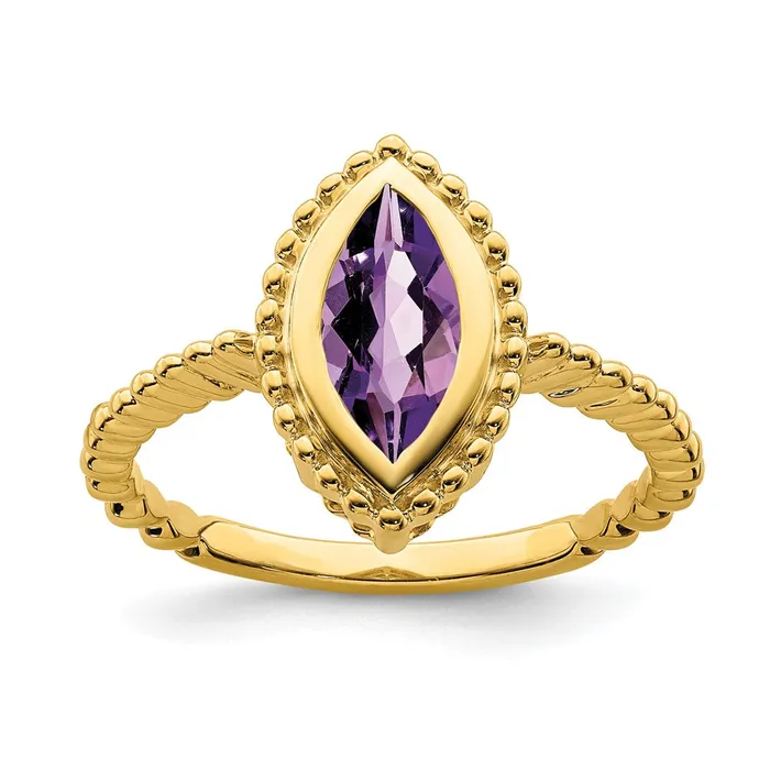 Rings Goldia Solid 14k Yellow Gold Marquise Simulated Amethyst Ring