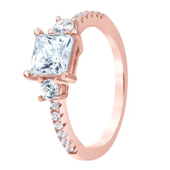 Rings JMS always Original DiamondMuse 290 cttw Square Swarovski Diamonds Rose Tone Engagement Ring in Sterling Silver Rings JMS always Original DiamondMuse 290 cttw Square Swarovski Diamonds Rose Tone Engagement Ring in Sterling Silver