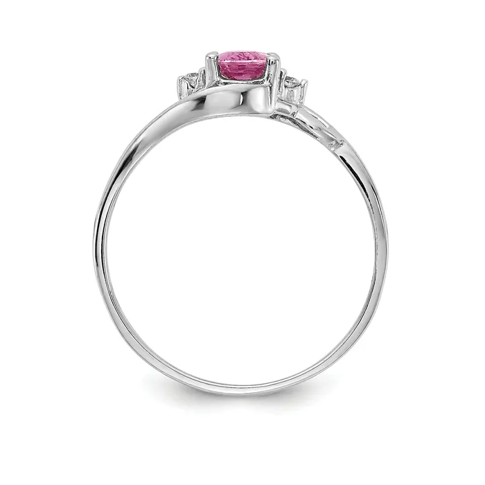 Rings Solid 14k White Gold 6x4mm PinK Simulated Sapphire u0026 AA CZ Ring Goldia