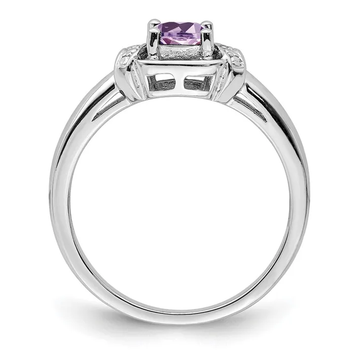 Rings Sterling Silver Rhodium Diamond u0026 Pink Quartz Ring Goldia