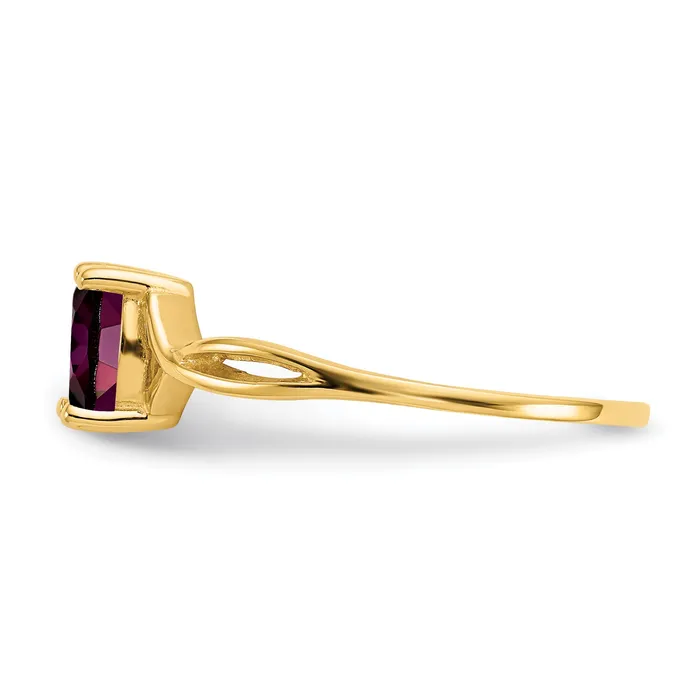 Solid 14k Yellow Gold Rhodolite Simulated Garnet Birthstone Ring Goldia Rings