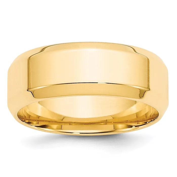 Solid 18K Yellow Gold 8mm Bevel Edge Comfort Fit MensWomens Wedding Band Ring Size 5 Goldia Rings Solid 18K Yellow Gold 8mm Bevel Edge Comfort Fit MensWomens Wedding Band Ring Size 5 Goldia Rings