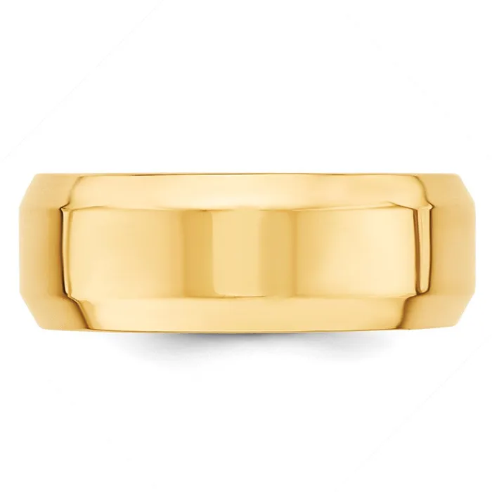 Solid 18K Yellow Gold 8mm Bevel Edge Comfort Fit MensWomens Wedding Band Ring Size 5 Goldia Rings Solid 18K Yellow Gold 8mm Bevel Edge Comfort Fit MensWomens Wedding Band Ring Size 5 Goldia Rings