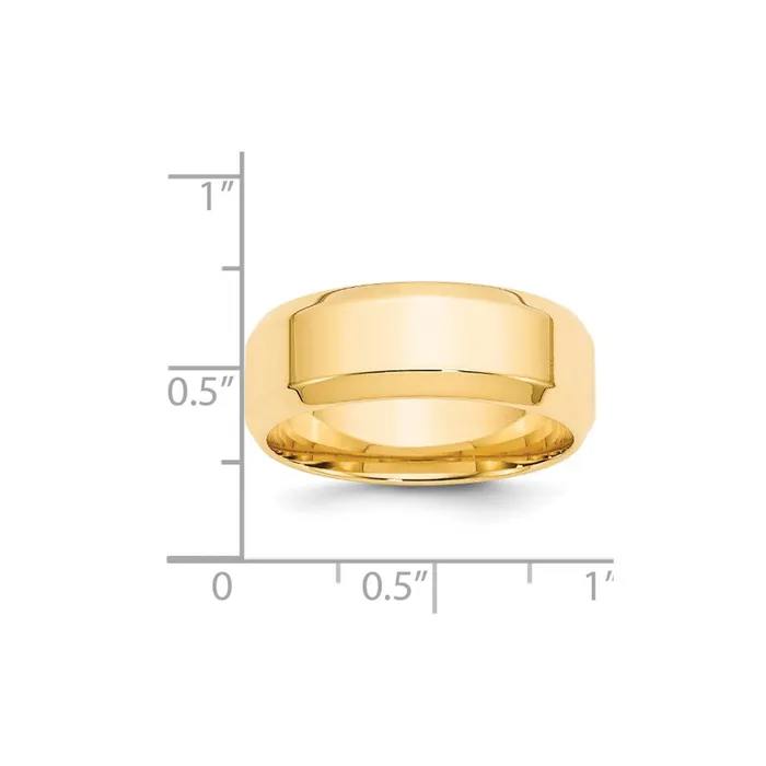 Solid 18K Yellow Gold 8mm Bevel Edge Comfort Fit MensWomens Wedding Band Ring Size 5 Goldia Rings Solid 18K Yellow Gold 8mm Bevel Edge Comfort Fit MensWomens Wedding Band Ring Size 5 Goldia Rings