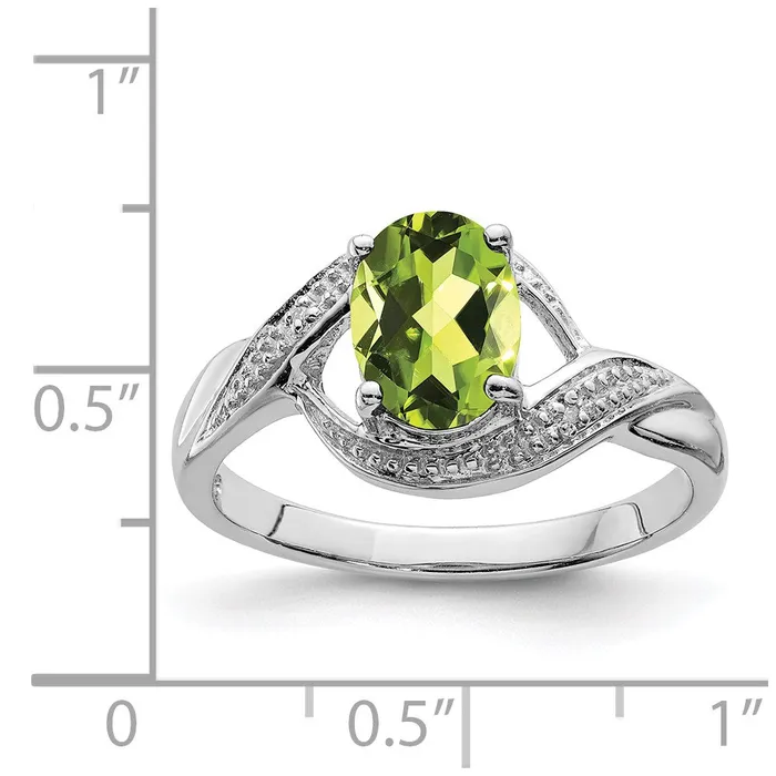 Sterling Silver Rhodium Peridot u0026 Diamond Ring Goldia Rings