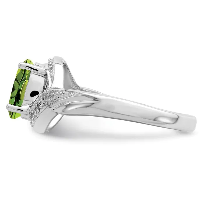 Sterling Silver Rhodium Peridot u0026 Diamond Ring Goldia Rings