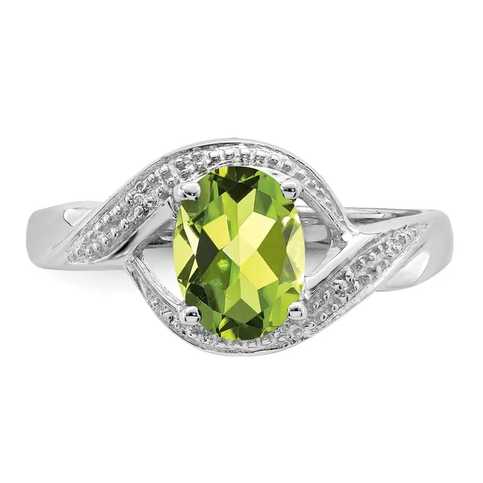 Sterling Silver Rhodium Peridot u0026 Diamond Ring Goldia Rings