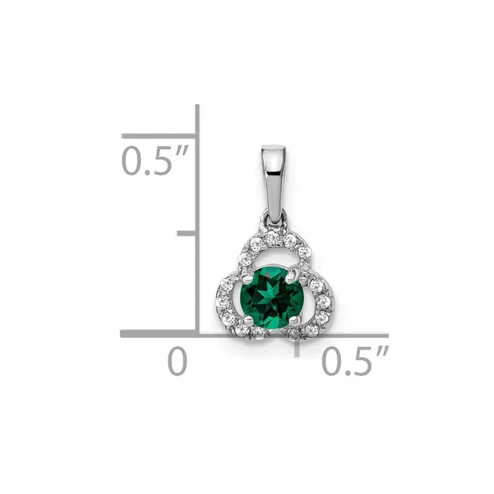 10k White Gold Created Emerald and Diamond Pendant TreasureFineJewelers Necklaces