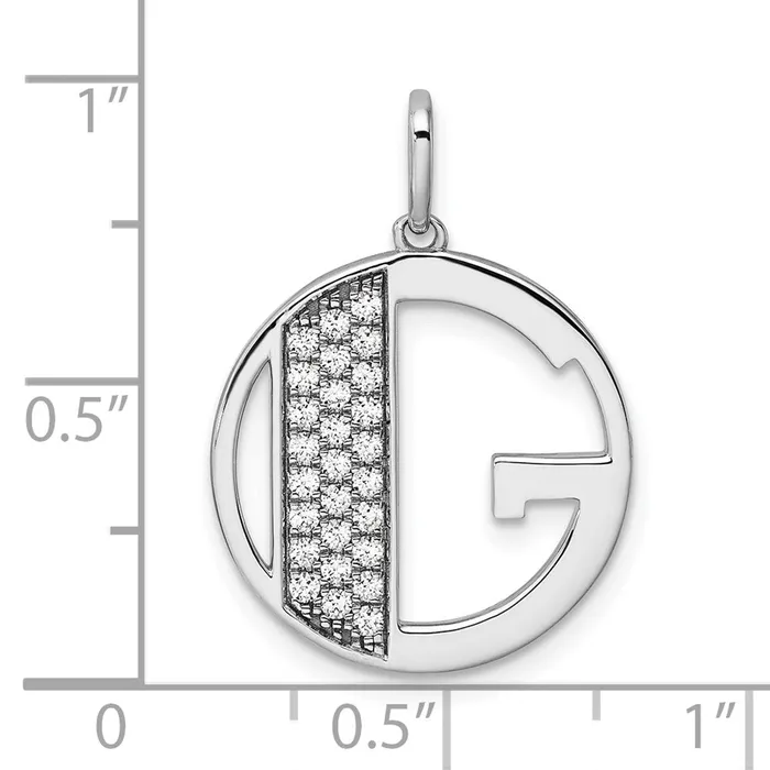 14K White Gold Gatsby Diamond Initial G Charm TreasureFineJewelers Charm Necklaces