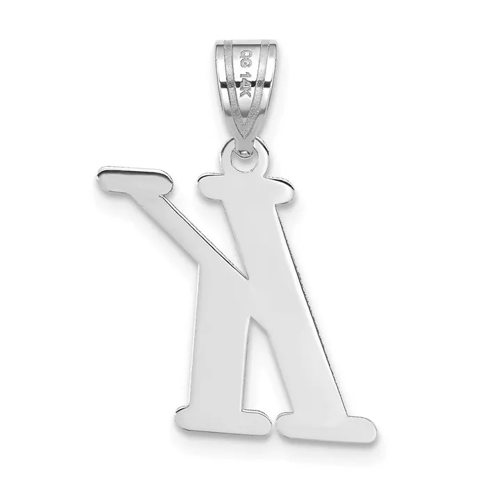 14k White Gold Polished Letter K Initial Pendant TreasureFineJewelers Necklaces