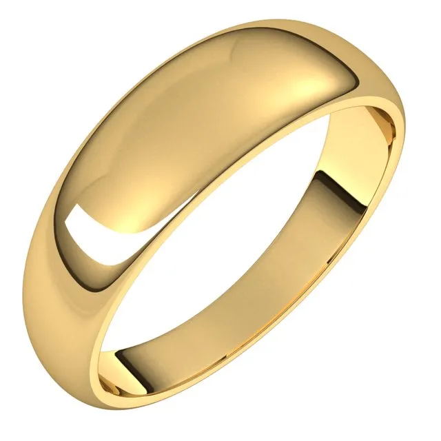 14K Yellow Gold 6 mm Half Round Tapered Wedding Band TreasureFineJewelers Rings 14K Yellow Gold 6 mm Half Round Tapered Wedding Band TreasureFineJewelers Rings