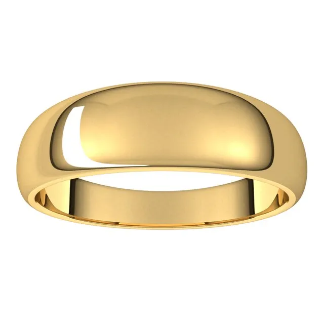 14K Yellow Gold 6 mm Half Round Tapered Wedding Band TreasureFineJewelers Rings