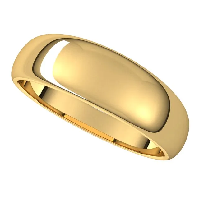 14K Yellow Gold 6 mm Half Round Tapered Wedding Band TreasureFineJewelers Rings