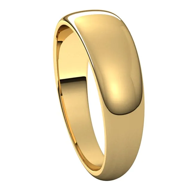 14K Yellow Gold 6 mm Half Round Tapered Wedding Band TreasureFineJewelers Rings