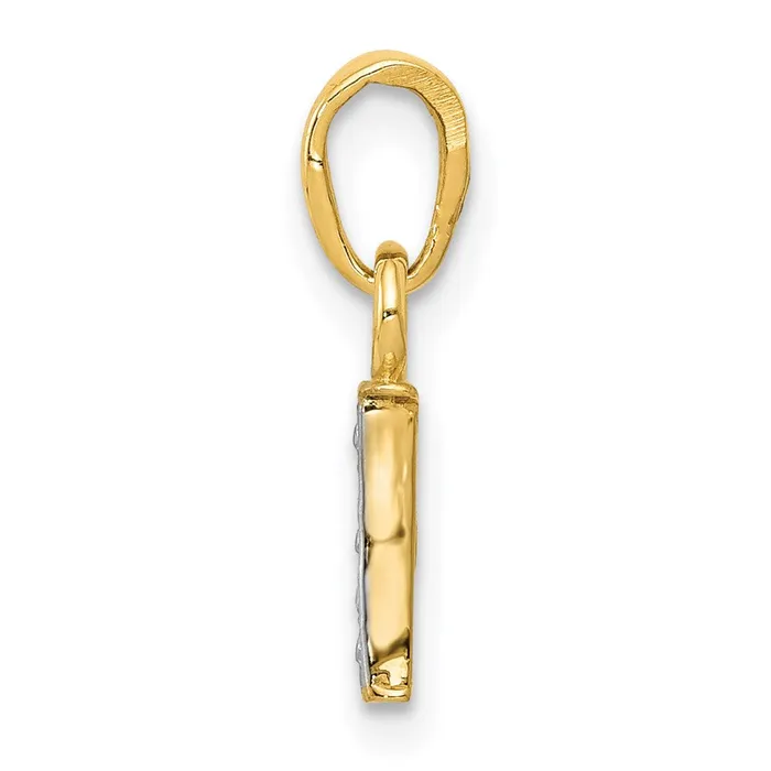 14k Yellow Gold Rhodium with Rhodium Diamond Letter I Initial Pendant TreasureFineJewelers Necklaces