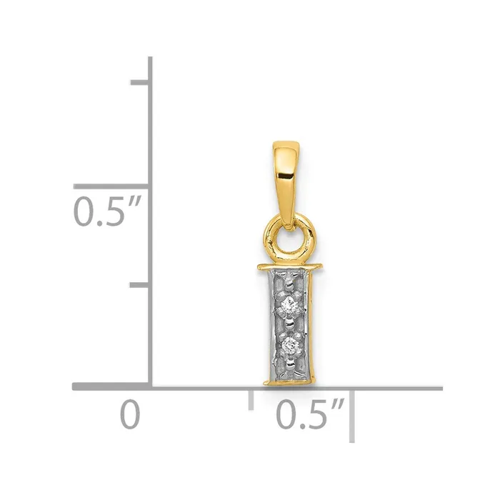 14k Yellow Gold Rhodium with Rhodium Diamond Letter I Initial Pendant TreasureFineJewelers Necklaces
