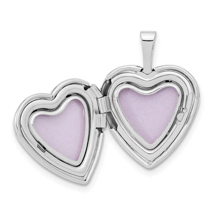 Necklaces TreasureFineJewelers 14k White Gold 16mm Satin I LOVE YOU Heart Locket