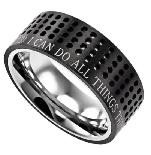 North Arrow Shop Rings Black Christian Ring Bible Verse Philippians 413 CHRIST MY STRENGTH Dotted North Arrow Shop Rings Black Christian Ring Bible Verse Philippians 413 CHRIST MY STRENGTH Dotted