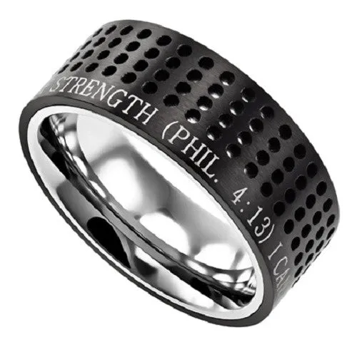 North Arrow Shop Rings Black Christian Ring Bible Verse Philippians 413 CHRIST MY STRENGTH Dotted North Arrow Shop Rings Black Christian Ring Bible Verse Philippians 413 CHRIST MY STRENGTH Dotted