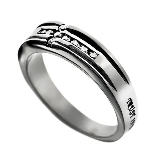 North Arrow Shop Rings TRUST Promise Ring Bible Verse with CZ Cross Stainless Steel North Arrow Shop Rings TRUST Promise Ring Bible Verse with CZ Cross Stainless Steel
