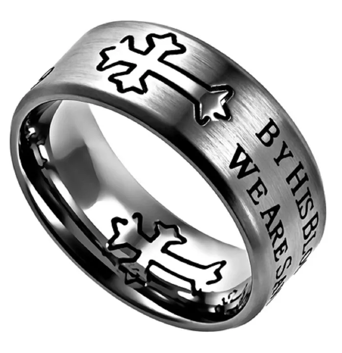 Rings North Arrow Shop By His Blood Ring Stainless Steel Romans 59 Christian Bible Verse Rings North Arrow Shop By His Blood Ring Stainless Steel Romans 59 Christian Bible Verse