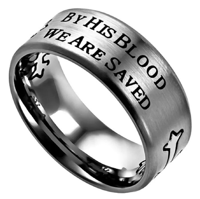 Rings North Arrow Shop By His Blood Ring Stainless Steel Romans 59 Christian Bible Verse Rings North Arrow Shop By His Blood Ring Stainless Steel Romans 59 Christian Bible Verse