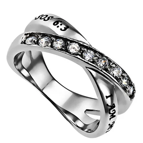 Rings North Arrow Shop I Am My Beloved Promise Ring Bible Verse Stainless Steel with CZ Stones Rings North Arrow Shop I Am My Beloved Promise Ring Bible Verse Stainless Steel with CZ Stones