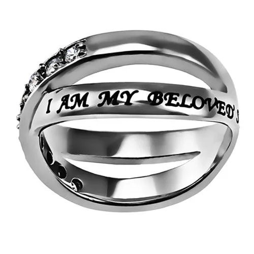 Rings North Arrow Shop I Am My Beloved Promise Ring Bible Verse Stainless Steel with CZ Stones Rings North Arrow Shop I Am My Beloved Promise Ring Bible Verse Stainless Steel with CZ Stones
