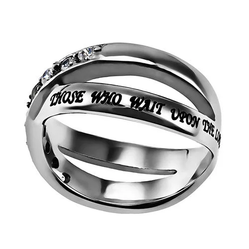 Rings North Arrow Shop Isaiah 4031 STRENGTH Ring Bible Verse Criss Cross Stainless Steel with CZ Rings North Arrow Shop Isaiah 4031 STRENGTH Ring Bible Verse Criss Cross Stainless Steel with CZ
