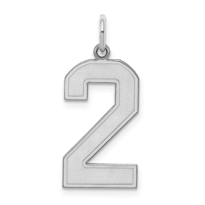 Rings Sterling SilverRhodiumplated Satin Number 2 Charm TreasureFineJewelers