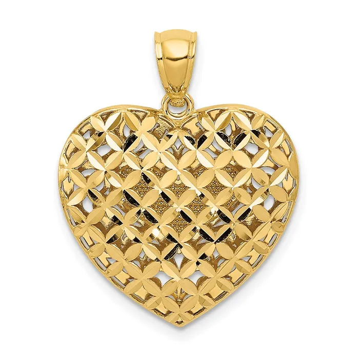 Rings TreasureFineJewelers 14K Twotone Polished Reversible Diamondcut Filigree Heart Pendant Rings TreasureFineJewelers 14K Twotone Polished Reversible Diamondcut Filigree Heart Pendant